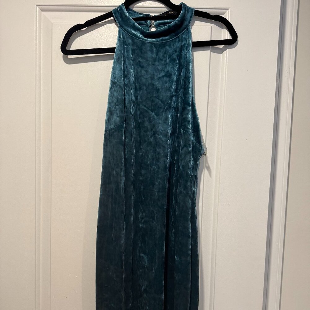 Teal Velvet Mini Dress - Size 10